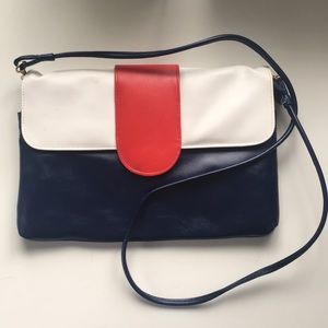 Vintage 70s red white and blue clutch purse